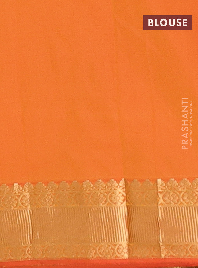 Arani semi silk saree dual shade of mustard with zari woven floral buttas and zari woven border
