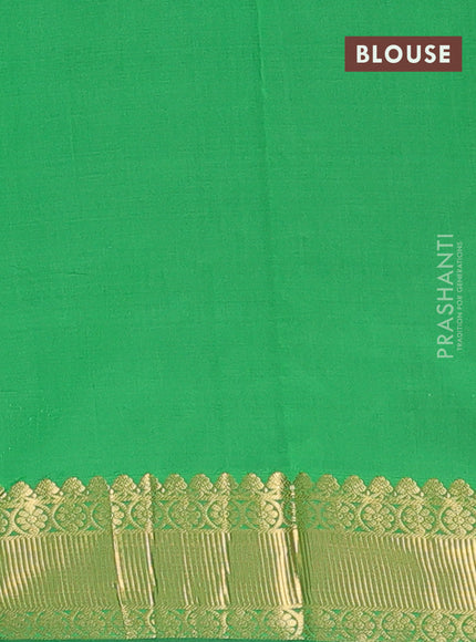 Arani semi silk saree green with zari woven floral buttas and zari woven border