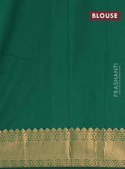 Arani semi silk saree green with zari woven floral buttas and zari woven border