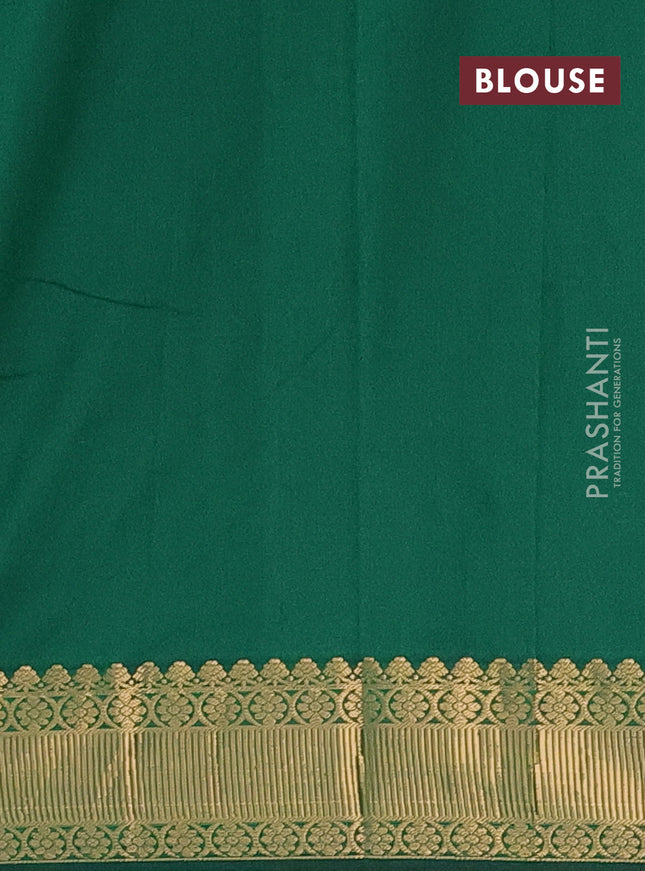 Arani semi silk saree green with zari woven floral buttas and zari woven border