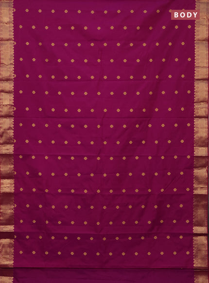 Arani semi silk saree dark magenta pink with zari woven floral buttas and zari woven border
