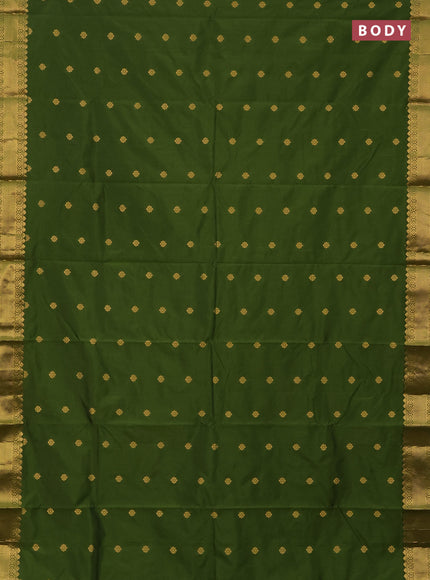 Arani semi silk saree sap green with zari woven floral buttas and zari woven border