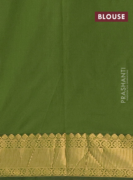 Arani semi silk saree sap green with zari woven floral buttas and zari woven border