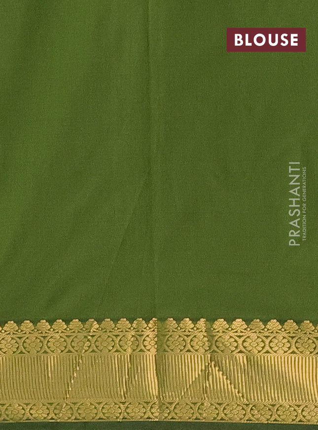 Arani semi silk saree sap green with zari woven floral buttas and zari woven border