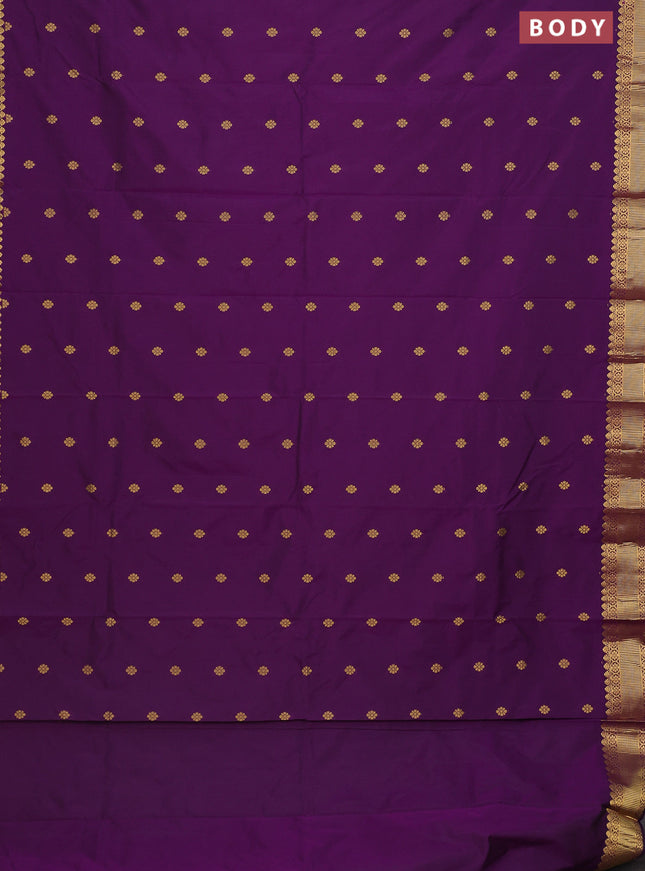 Arani semi silk saree purple with zari woven floral buttas and zari woven border