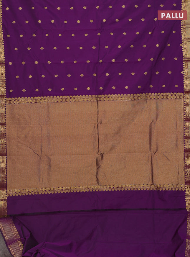 Arani semi silk saree purple with zari woven floral buttas and zari woven border