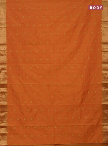 Arani semi silk saree dual shade of mustard yellow with zari woven floral buttas and zari woven border