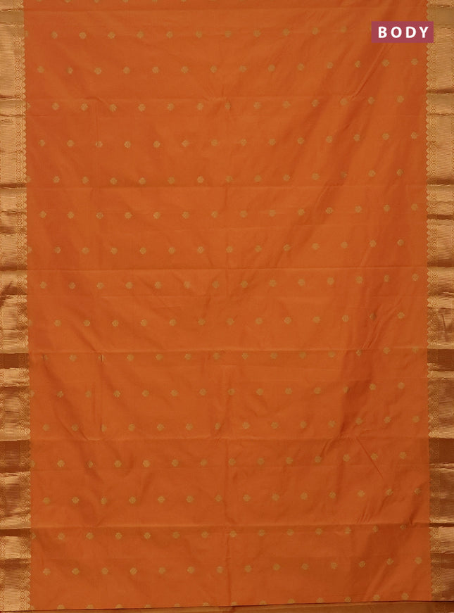 Arani semi silk saree dual shade of mustard yellow with zari woven floral buttas and zari woven border