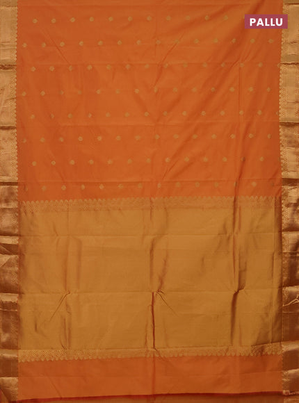 Arani semi silk saree dual shade of mustard yellow with zari woven floral buttas and zari woven border