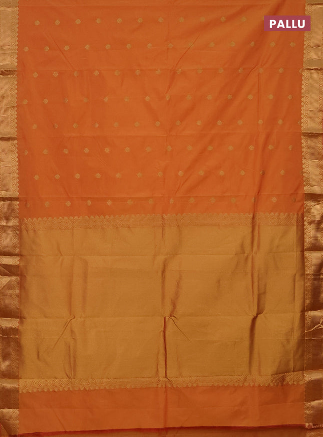 Arani semi silk saree dual shade of mustard yellow with zari woven floral buttas and zari woven border