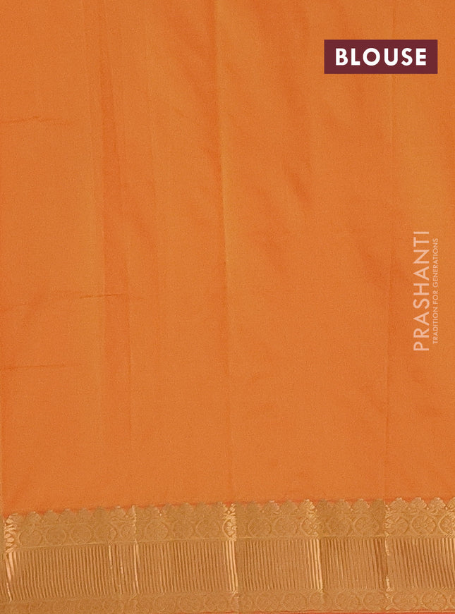 Arani semi silk saree dual shade of mustard yellow with zari woven floral buttas and zari woven border