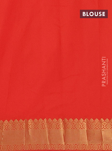 Arani semi silk saree orange with zari woven floral buttas and zari woven border