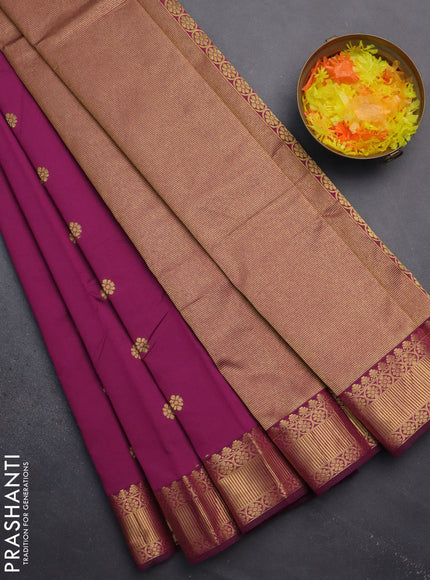 Arani semi silk saree purple with zari woven floral buttas and zari woven border