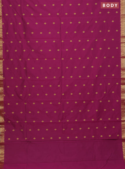 Arani semi silk saree purple with zari woven floral buttas and zari woven border