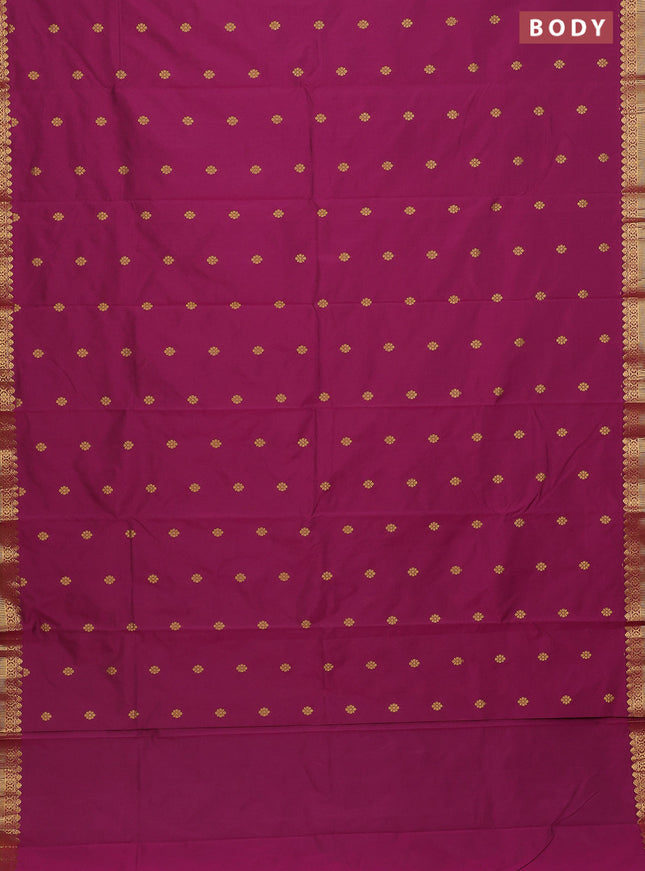 Arani semi silk saree purple with zari woven floral buttas and zari woven border