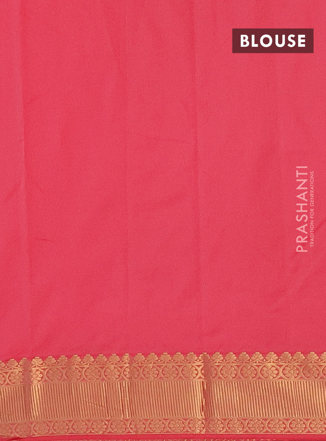 Arani semi silk saree peach pink with zari woven floral buttas and zari woven border