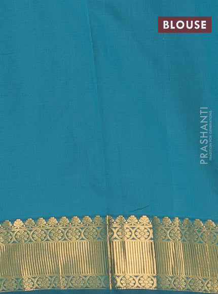 Arani semi silk saree peacock green with zari woven floral buttas and zari woven border