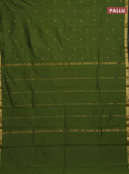 Arani semi silk saree sap green with zari woven temple buttas and zari woven border