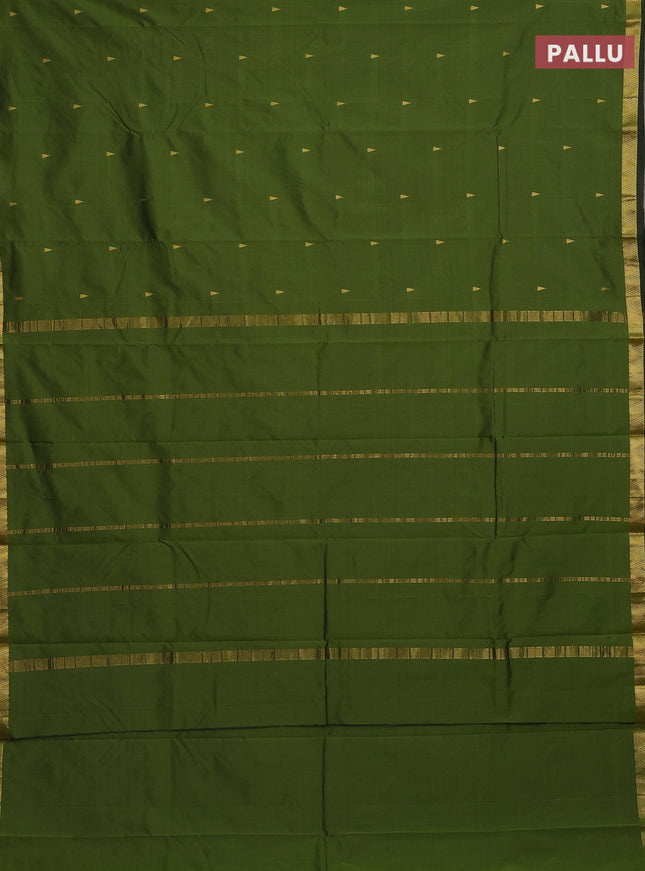 Arani semi silk saree sap green with zari woven temple buttas and zari woven border