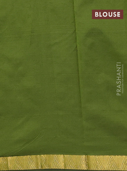 Arani semi silk saree sap green with zari woven temple buttas and zari woven border