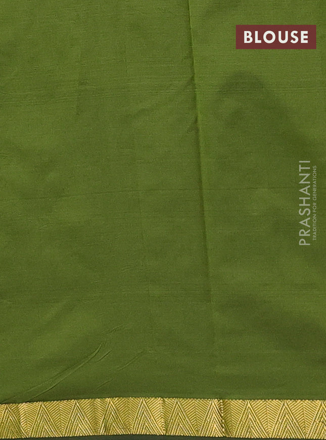 Arani semi silk saree sap green with zari woven temple buttas and zari woven border