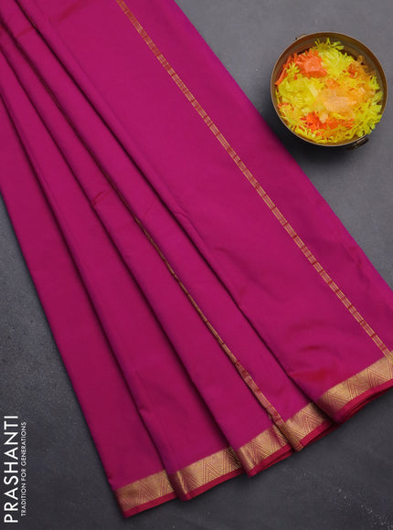 Arani semi silk saree magenta pink with zari woven temple buttas and zari woven border