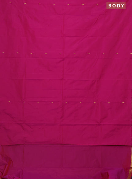 Arani semi silk saree magenta pink with zari woven temple buttas and zari woven border