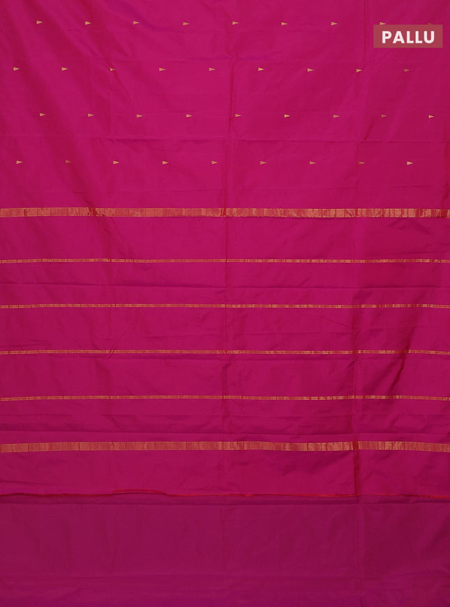 Arani semi silk saree magenta pink with zari woven temple buttas and zari woven border
