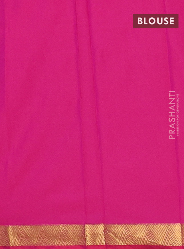 Arani semi silk saree magenta pink with zari woven temple buttas and zari woven border