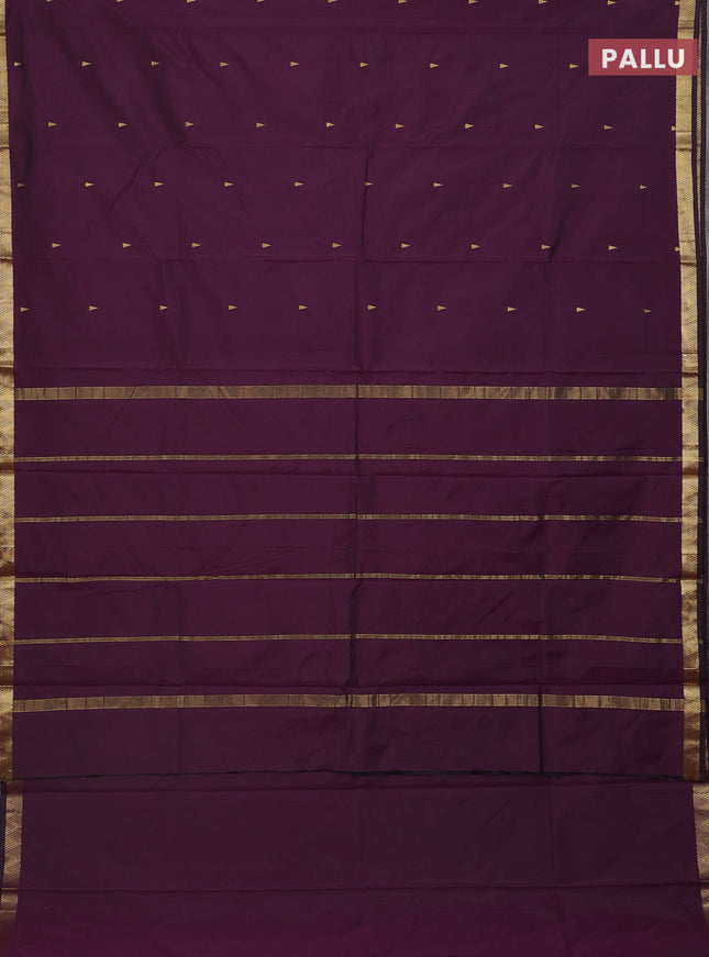Arani semi silk saree wine shade with zari woven temple buttas and zari woven border