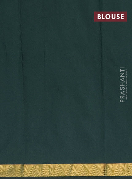 Arani semi silk saree bottle green with zari woven temple buttas and zari woven border