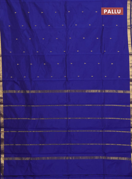 Arani semi silk saree blue with zari woven temple buttas and zari woven border