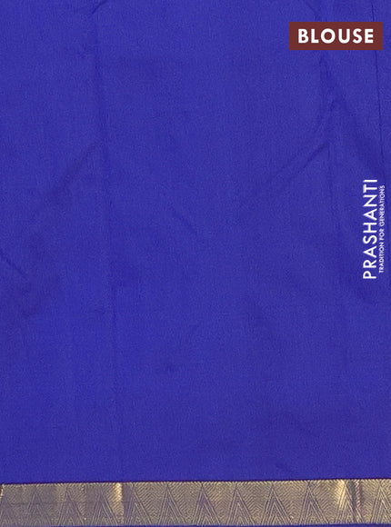 Arani semi silk saree blue with zari woven temple buttas and zari woven border