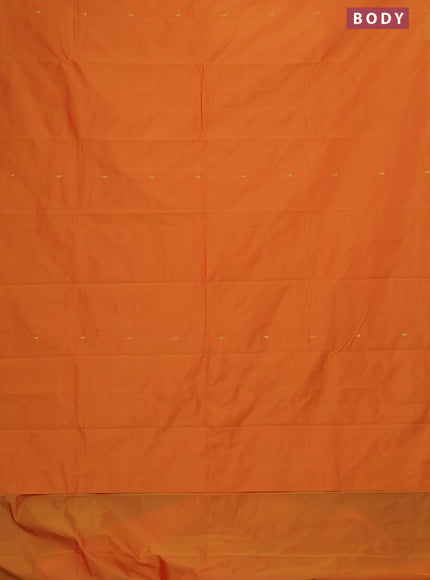 Arani semi silk saree dual shade of mango yellow with zari woven temple buttas and zari woven border