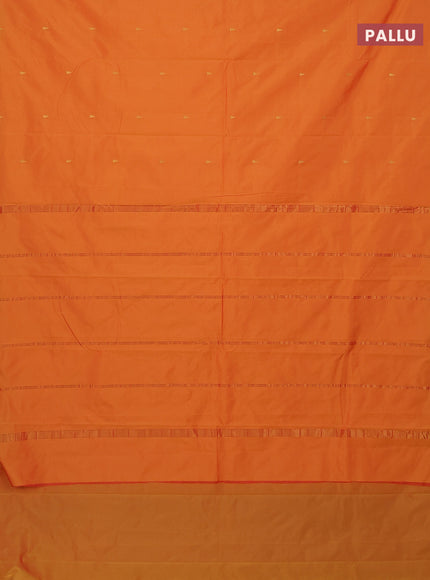 Arani semi silk saree dual shade of mango yellow with zari woven temple buttas and zari woven border