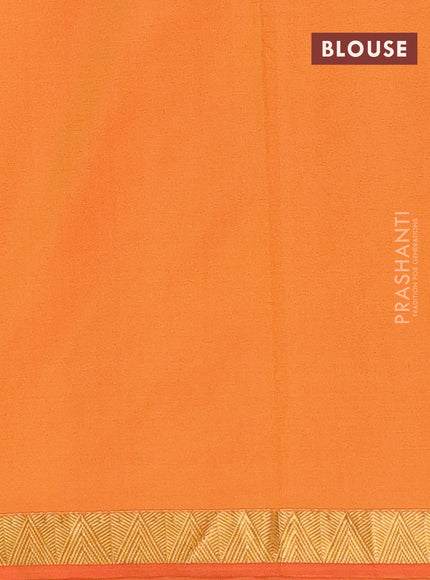 Arani semi silk saree dual shade of mango yellow with zari woven temple buttas and zari woven border