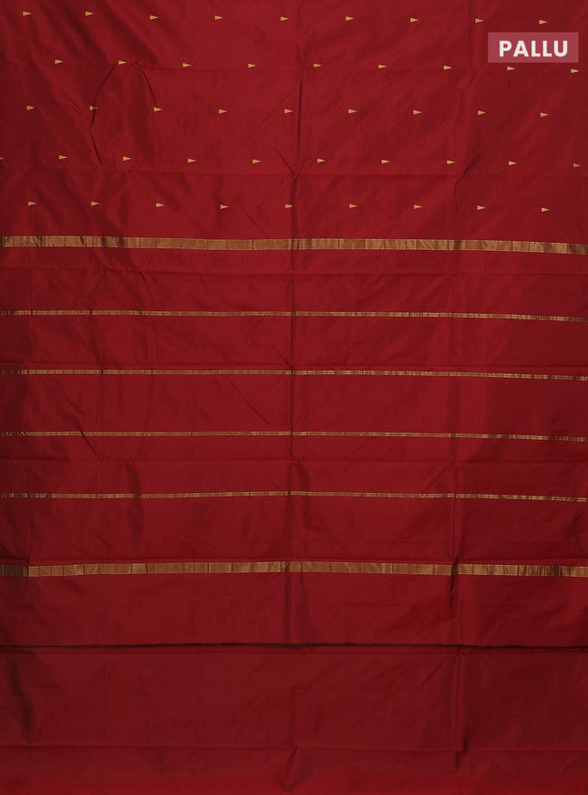 Arani semi silk saree maroon with zari woven temple buttas and zari woven border