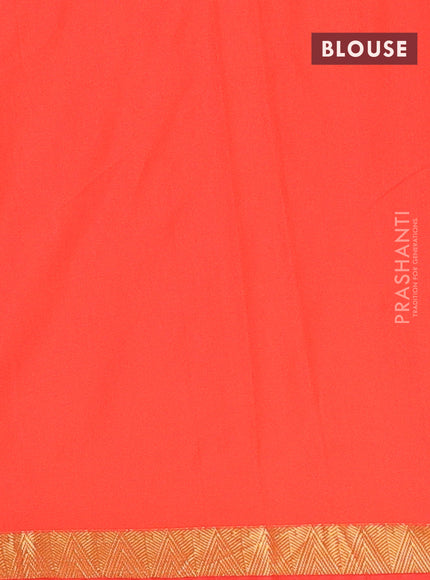 Arani semi silk saree orange with zari woven temple buttas and zari woven border