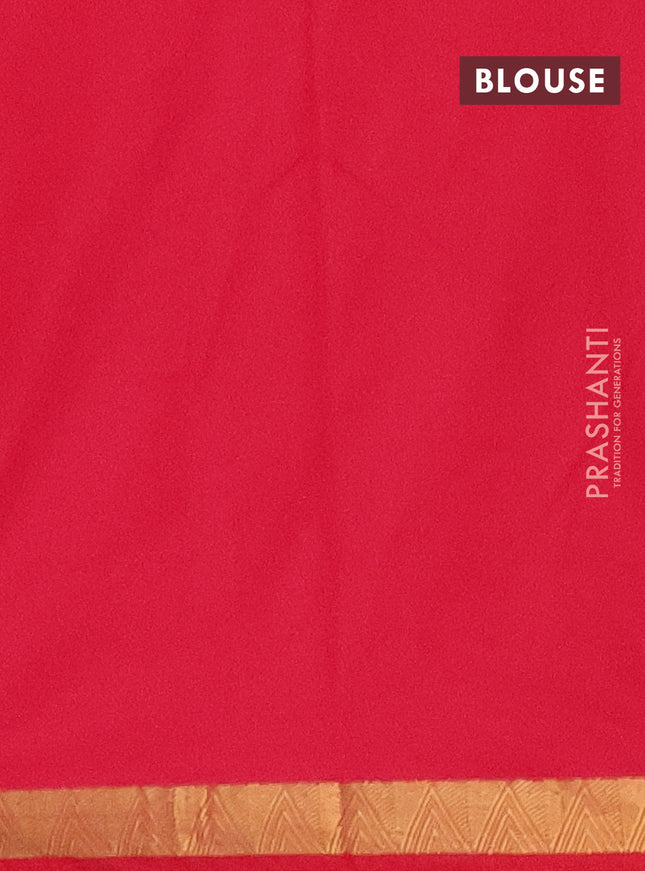 Arani semi silk saree tomato pink with zari woven temple buttas and zari woven border