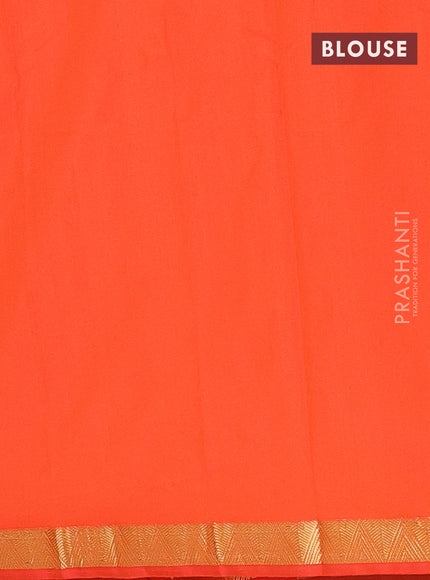 Arani semi silk saree orange with zari woven temple buttas and zari woven border