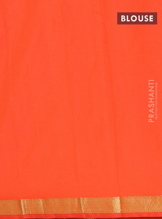 Arani semi silk saree orange with zari woven temple buttas and zari woven border