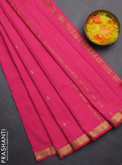 Arani semi silk saree candy pink with zari woven temple buttas and zari woven border