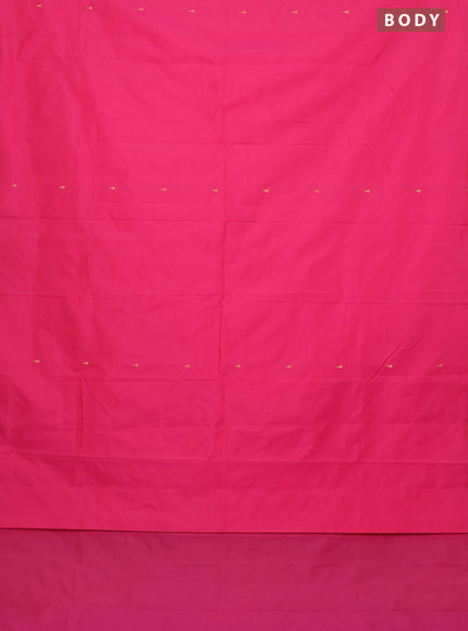 Arani semi silk saree candy pink with zari woven temple buttas and zari woven border