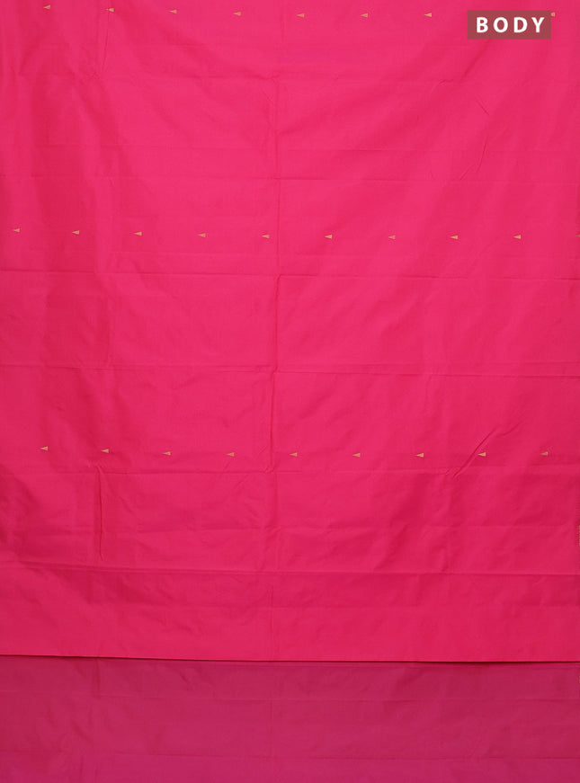 Arani semi silk saree candy pink with zari woven temple buttas and zari woven border