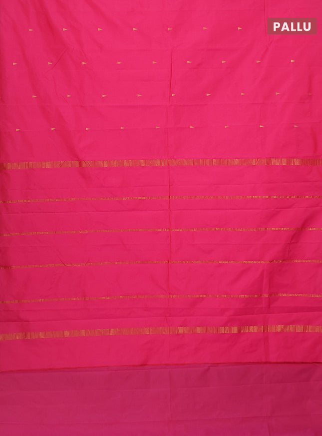 Arani semi silk saree candy pink with zari woven temple buttas and zari woven border