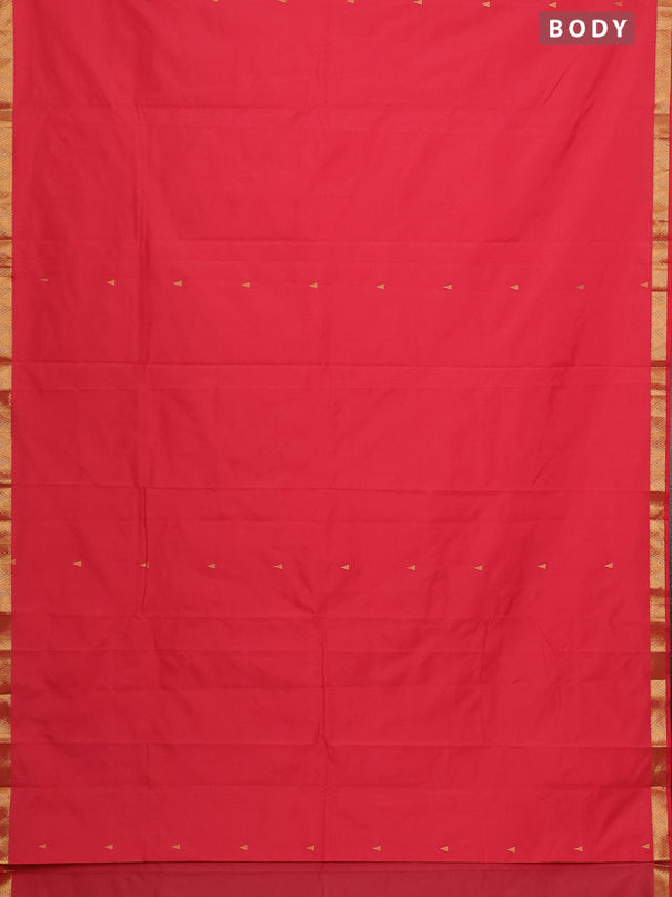 Arani semi silk saree peach pink shade with zari woven temple buttas and zari woven border