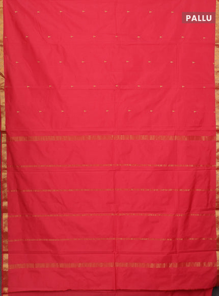 Arani semi silk saree peach pink shade with zari woven temple buttas and zari woven border