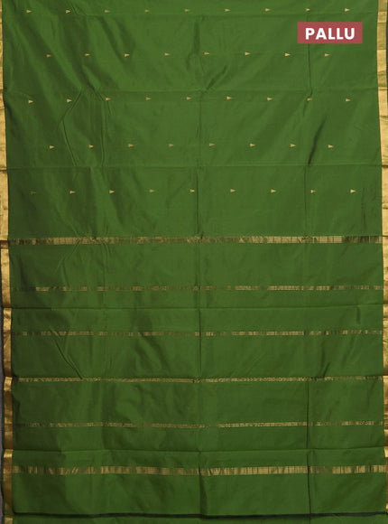 Arani semi silk saree sap green with zari woven temple buttas and zari woven border