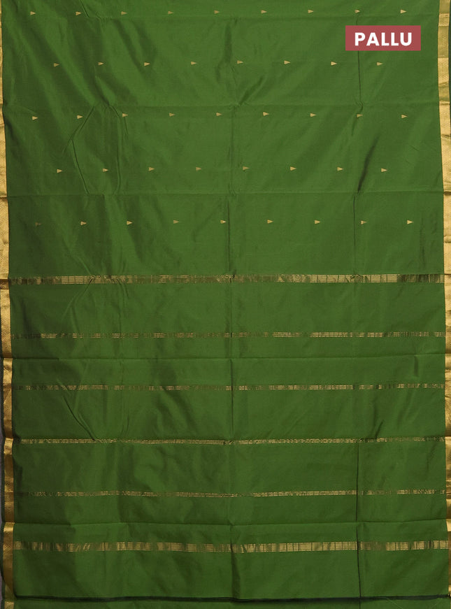 Arani semi silk saree sap green with zari woven temple buttas and zari woven border