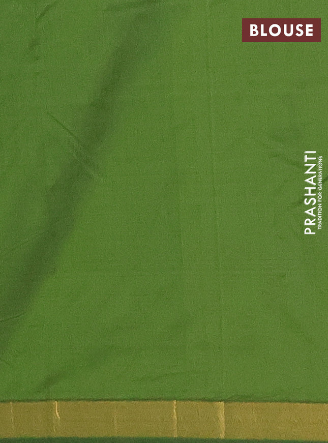 Arani semi silk saree sap green with zari woven temple buttas and zari woven border